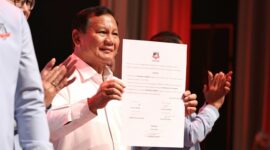 Deklarasi dukungan Relawan Pedagang Indonesia Maju (RAPIM) di Djakarta Theater. (Dok. Tim Media Prabowo-Gibran)

